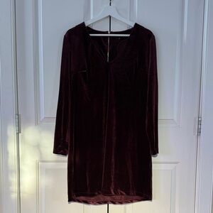 Elegant Velvet Dress in Deep Maroon